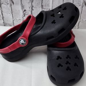 CROCS Mickey Mouse Karin Black Mary Jane Slip On Shoes Double Straps Youth 1/3